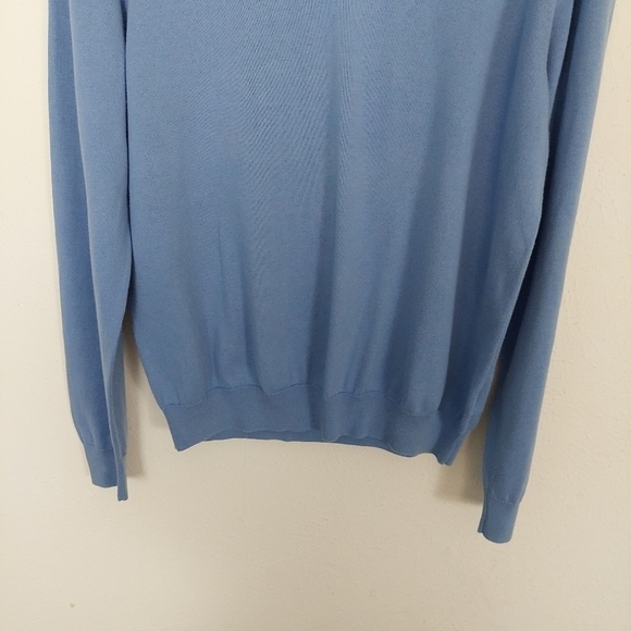 Brooks Brothers Men's Blue Supima Cotton Knit V-Neck Pullover Sweater Size Large - Picture 4 of 8
